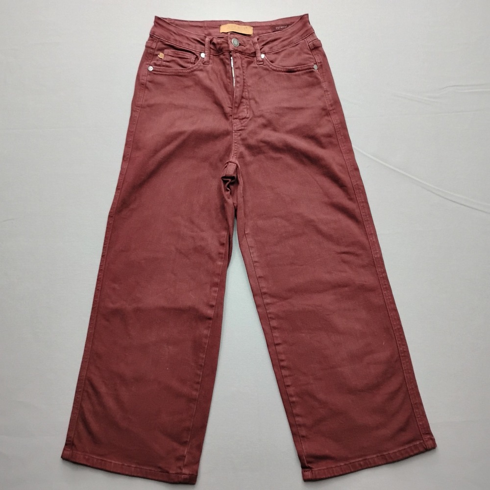 Judy Blue Los Angeles Garment Dyed Wide Leg Jeans Burgundy Size 3/26 Maroon